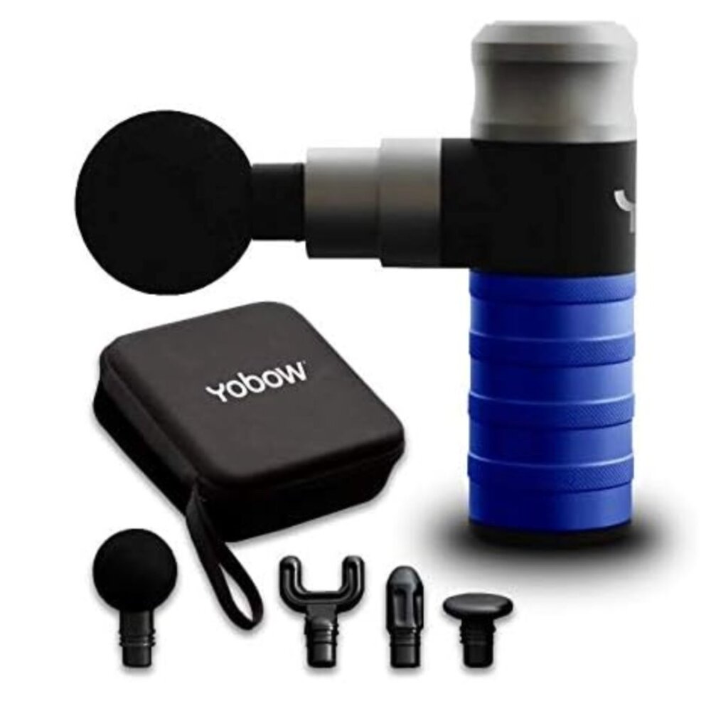 Yobow Blue Massage Gun Deep Tissue Percussion Massager 4 Heads $139 Retail
